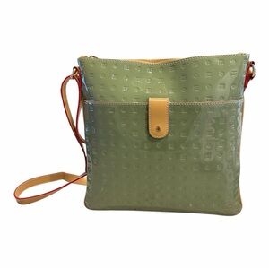 Stylish Arcadia Sage Green Patent Leather Crossbody Bag Adjustable Strap